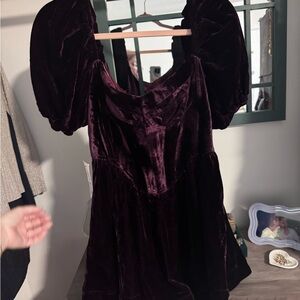 Bardot Velvet Mini Dress in Deep Plum